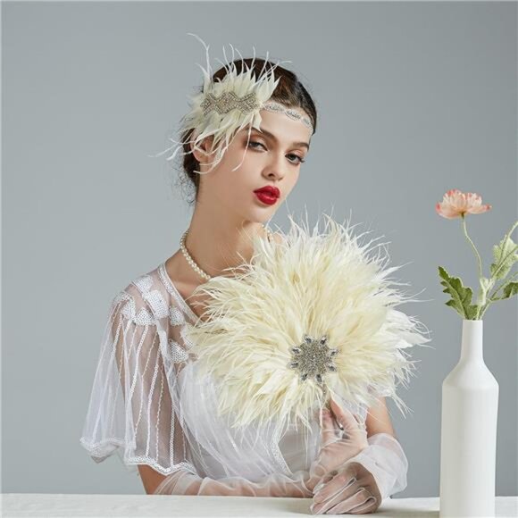 Tea Party Fascinators for Girls, Beige - Picture 2 of 4